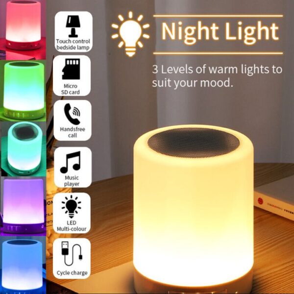 touch lamp portable speaker bluetooth speaker | smart touch night light desk lamp color changing - Image 2
