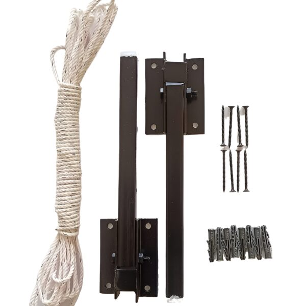 2 pcs iron clothes drying stand with 60 meters rope - durable / wall mounted clothes drying rack - Image 3