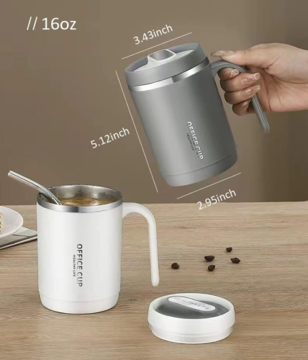 stainless steel coffee mug | office cup | tea cup | insulated coffee mug with handle | premium clear cap mug with lid for coffee,tea &milk 500 ml (random color) - Image 6