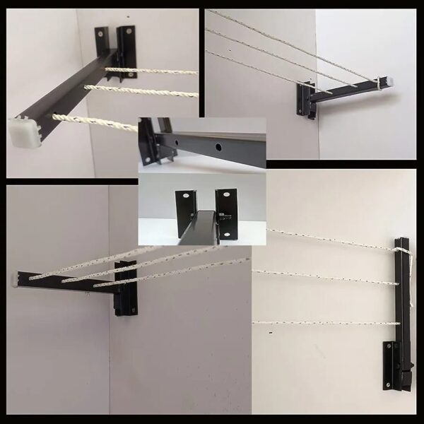 2 pcs iron clothes drying stand with 60 meters rope - durable / wall mounted clothes drying rack - Image 2
