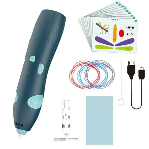 diy 3d pen low temperature 3d printing pen digital display usb rechargeable 3d drawing pen kids educational painting toys (random colour)
