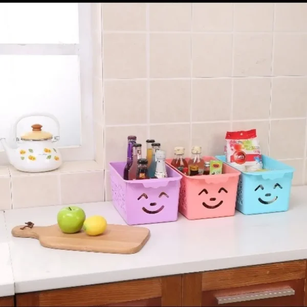 smile basket without cap pack off 3 | storage organizer basket |  multipurpose baskets for kitchen, home, office & bathroom (random color) - Image 5
