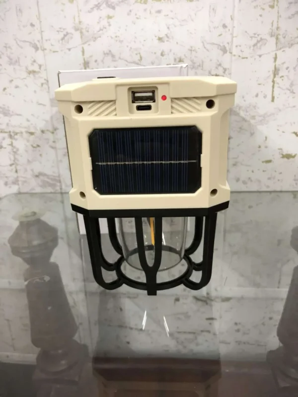 hellocloud multifunctional camping light dual bright & warm modes solar & usb rechargeable lantern with power bank(hc-7677a) - Image 11
