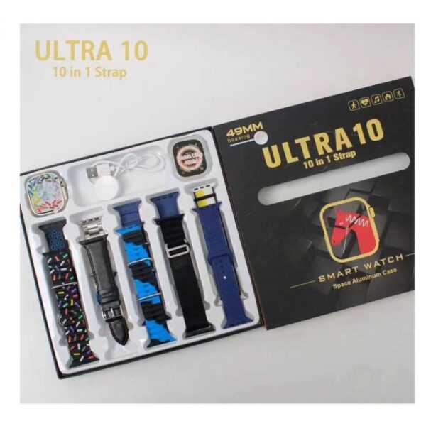 ultra smart watch | 10 in 1 straps  | super hd display | bt calling | wireless charging ( multi color straps) - Image 5