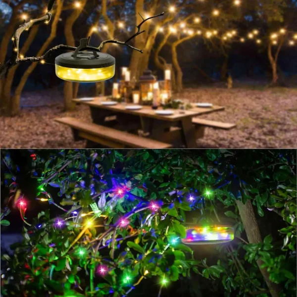 hanging lantern with garland, camping atmospheric garland, rechargeable led garland 9 m - Image 7