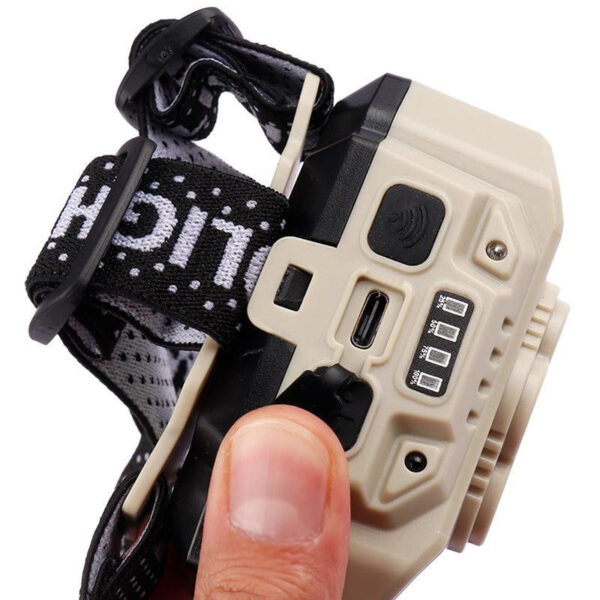 usb rechargeable led miner's headband flashlight lighted with sensor camping work light hx-815s / g75-040b5 - Image 10