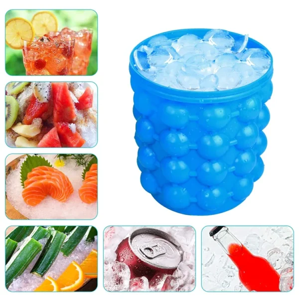 new magic ice cube maker genie silicone - ice bucket the revolutionary space saving ice cube maker - blue - Image 5