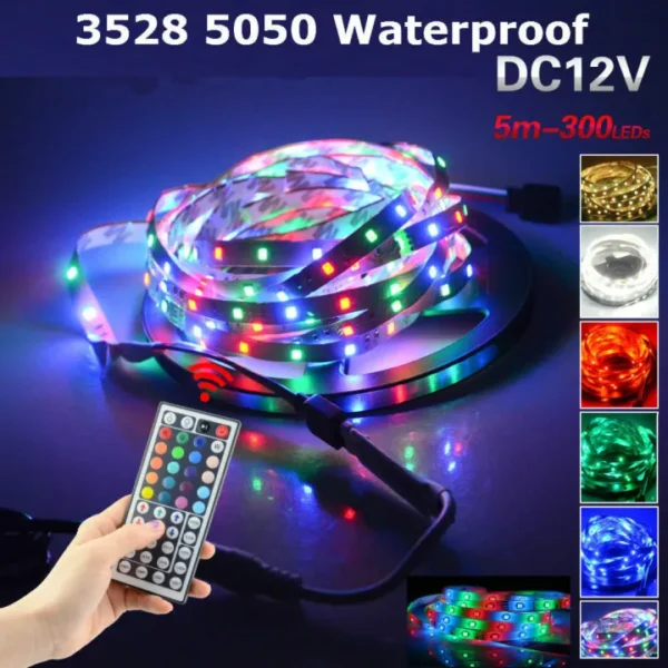 new rgb led strip 5 meter top quality with remote and 12v power supply - Image 5