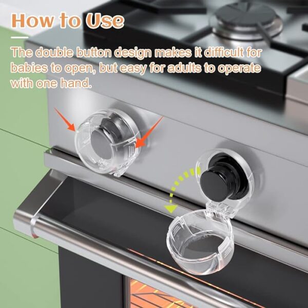 2 pc's stove knob lock baby safety stove gas knob covers & childproof oven lock, kitchen safety stove locks for babies & toddlers - Image 3