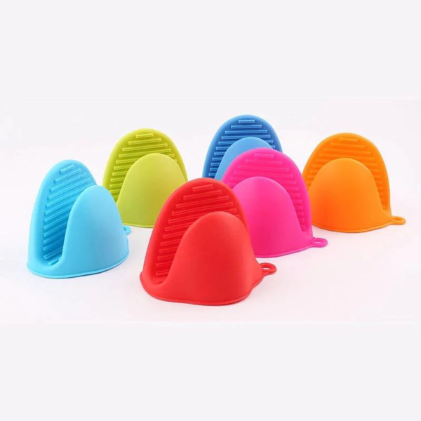 silicone heat resistant gloves clips insulation non stick anti-slip pot bowel holder clip cooking baking oven mitts - pair (random color)