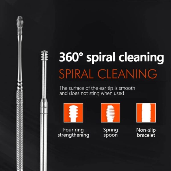 pack off 6  ear pick with storage bag dig ear wax remover cleaner care portable travel kit cleaner spoon - Image 4