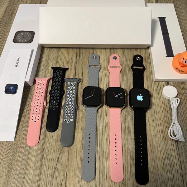 apple logo series 9 smart watch- with 2 straps - premium quality apple logo smart watch with 49mm big display(random color ) - Image 5