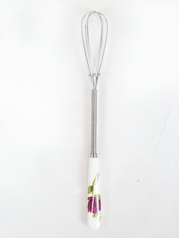 mini ceramic flower print handle egg coffee milk cream beater hand mixer whisk - 1 pc (random whisk) - Image 4