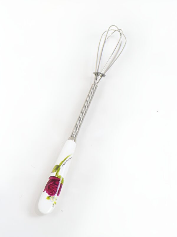 mini ceramic flower print handle egg coffee milk cream beater hand mixer whisk - 1 pc (random whisk) - Image 5