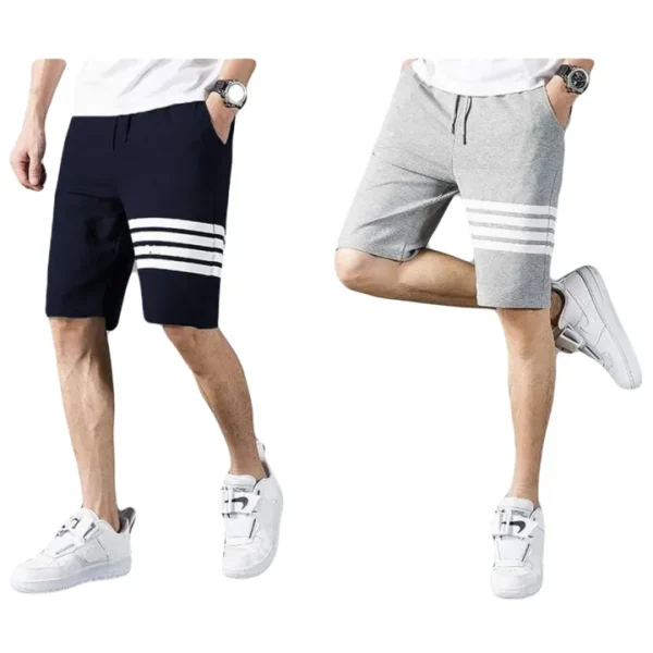 pack of 2 lining stripe style fashion short for mens (black & grey) - Image 3