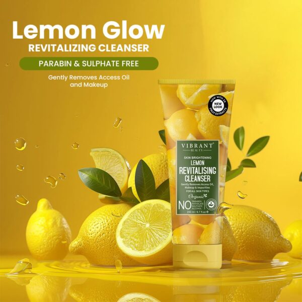 vibrant beauty brightening lemon revitalizing cleanser for all skin types, (200ml) - Image 4
