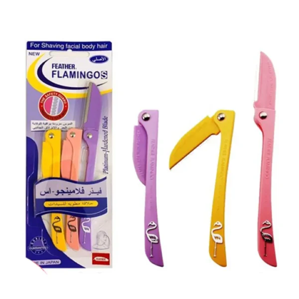flamingo s razor blades for shaving facial body hair eyebrow – 3 pieces (random color) - Image 6