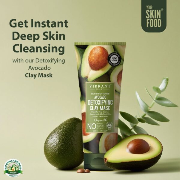 vibrant beauty skin brightening avocado detoxifying clay mask (200ml)