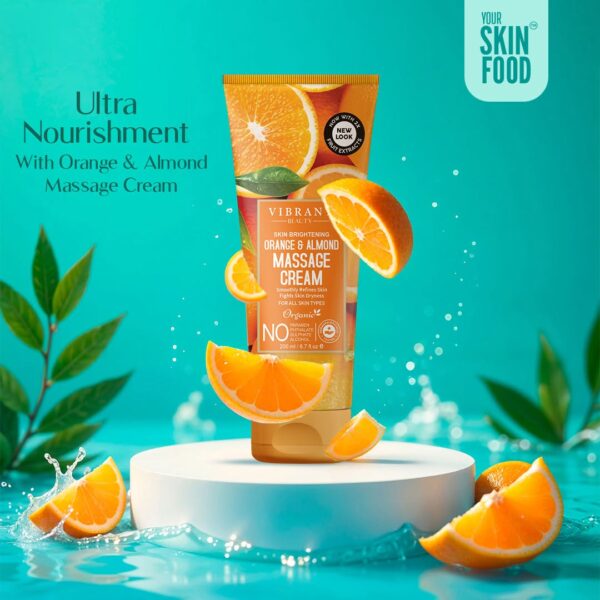 vibrant beauty brightening orange & almond massage cream (200ml) - Image 4