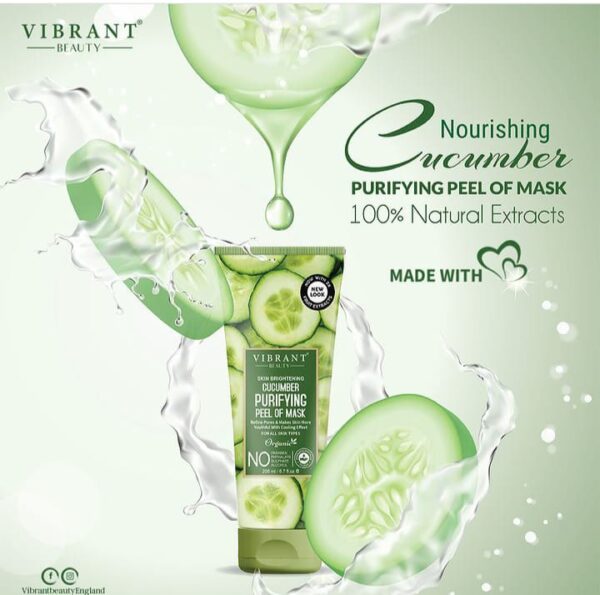 vibrant beauty skin brightening cucumber purifying peel off mask 200ml - Image 5