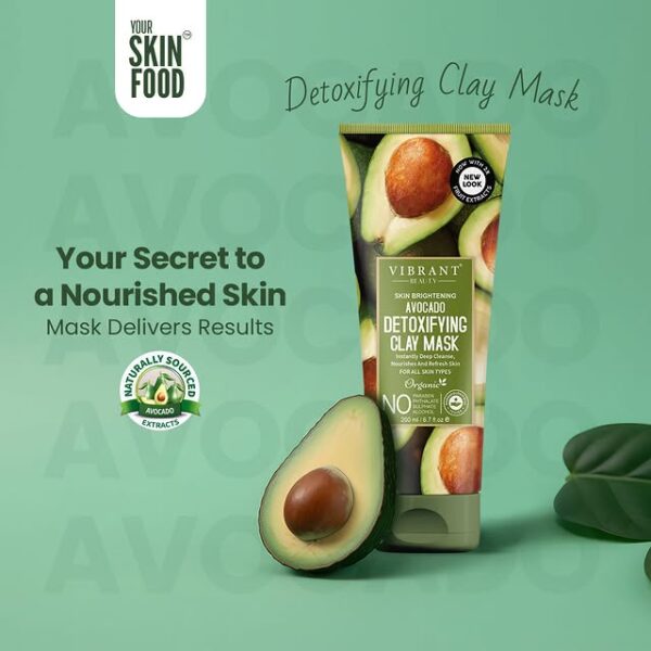 vibrant beauty skin brightening avocado detoxifying clay mask (200ml) - Image 3
