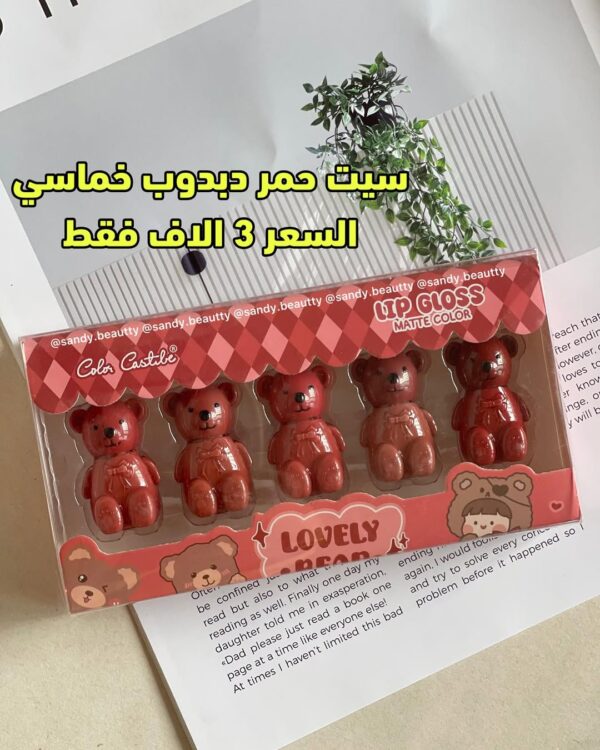 pack of 05 matt teddy bear lip gloss | lip gloss for girls | lip gloss for women | best quality lip gloss ( random shades ) - Image 3