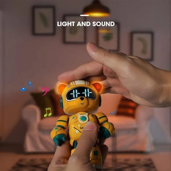 lendo robot toys multifunction desktop clock cute litter bear shape smart robot with chair(random color)