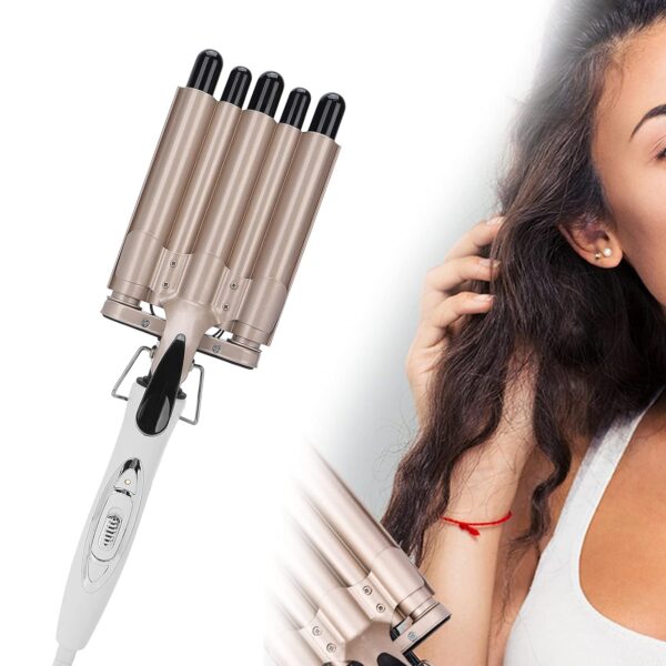 hair crimper, 5 barrel easy curling iron wand 14 levels temperature adjustable for do hairstyle for girls for curly hair - Image 8