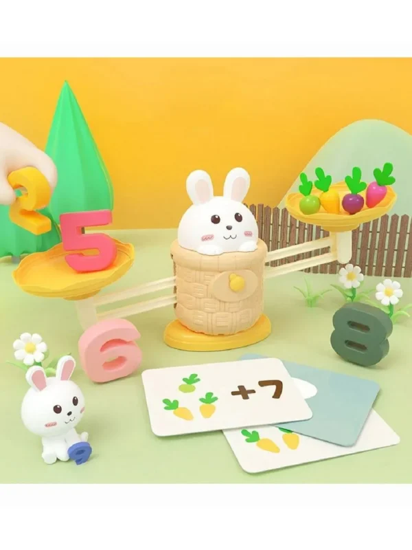 rabbit carrot math balance toy set,educational tool preschool shape matching toys carrot counting game - Image 3