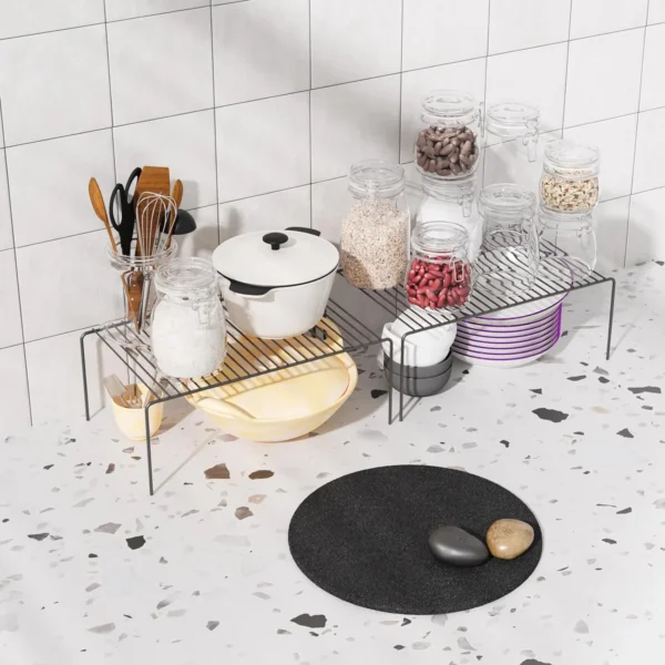heavy quality  kitchen accessories & spices storage rack inside cabinet / bathroom organizer (black) - Image 3