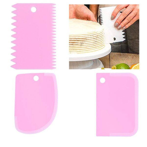 3pcs/set diy cake cream scraper set cake decorating tools multifunctional irregular teeth edge kitchen baking tool(pack of 3) - Image 3