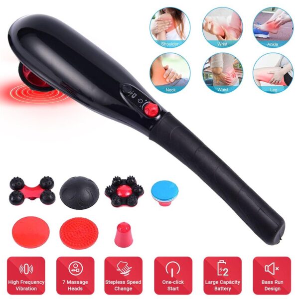 blue idea rechargeable cordless massager with different heads | deep massager for muscles neck cordless electric body massager - Image 4