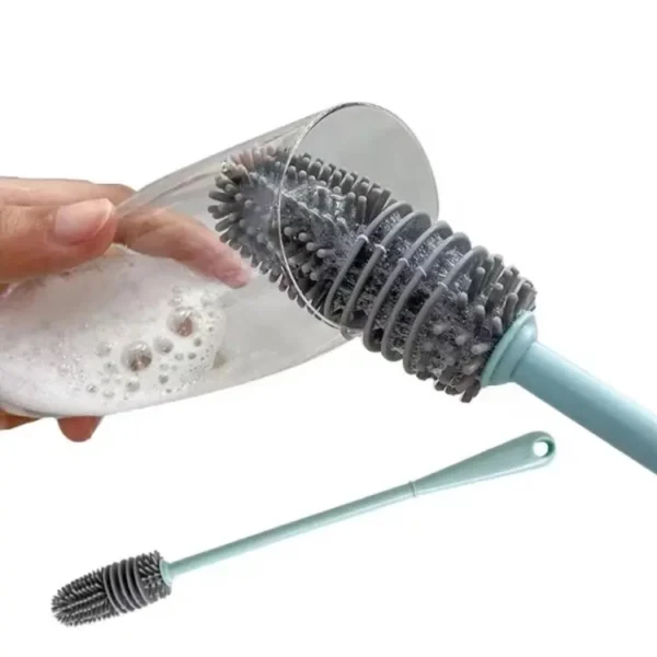 silicone feeder bottle brush glass brush cup brushes long handle | silicone bottle cleaning brush with long handler (random color)