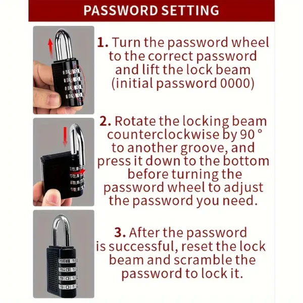 3 digit combination padlock for locker luggage suitcase travel bag (random color) - Image 10