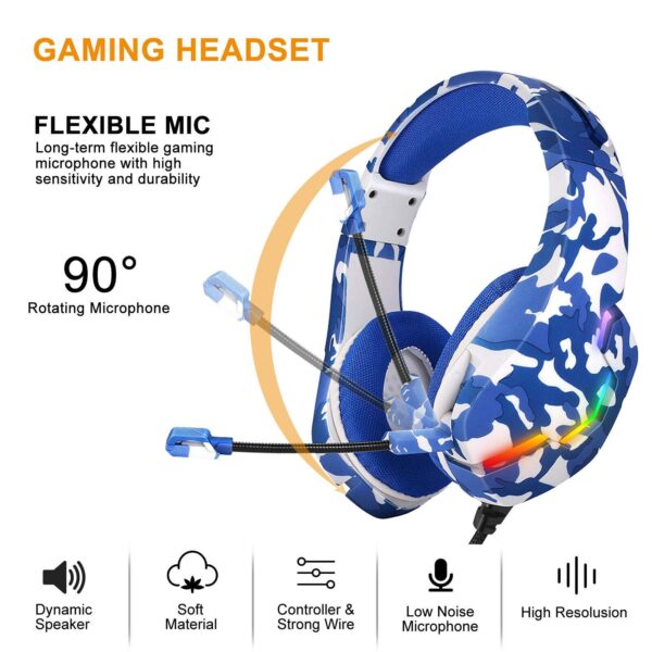 j10 gaming headphones gaming headset ultra flexible led stereo surround headphone white color - Image 10