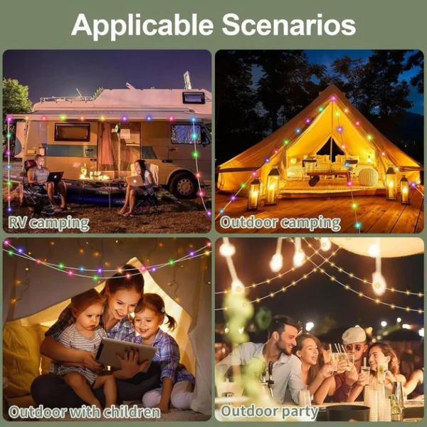 hanging lantern with garland, camping atmospheric garland, rechargeable led garland 9 m - Image 8
