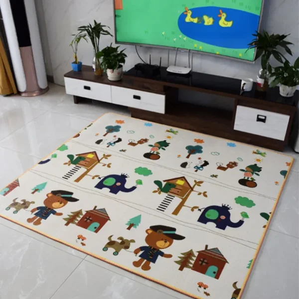 crawling mat for baby floor play mat double-sided baby playmat ​foam reversible waterproof game mat for infants toddlers kids (random color) (random design) - Image 5