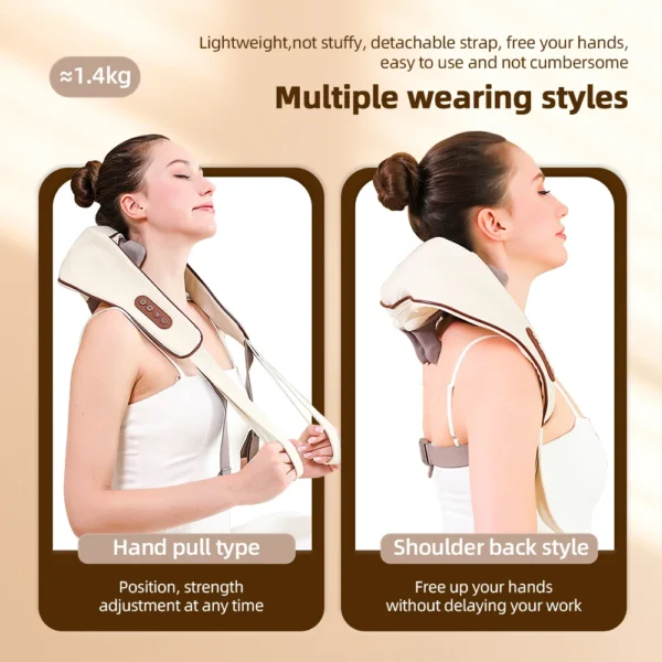 electric neck and shoulder massager wireless kneading neck and back massage pillow neck back relaxing massage shawl (random color) - Image 6
