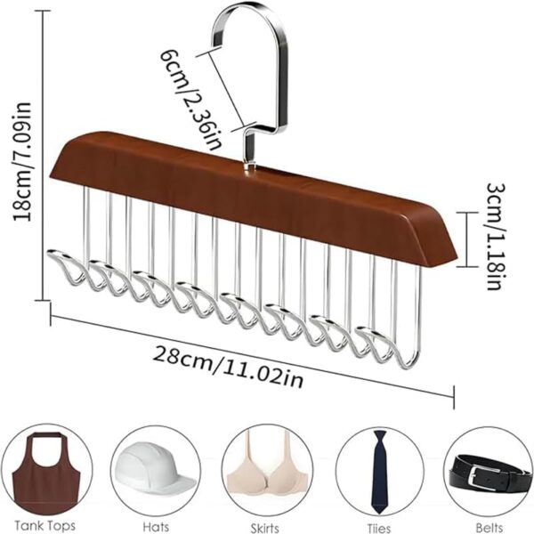 8 hooks wooden clothes hanger with tie rack belt hangers with 360°rotating - Image 8