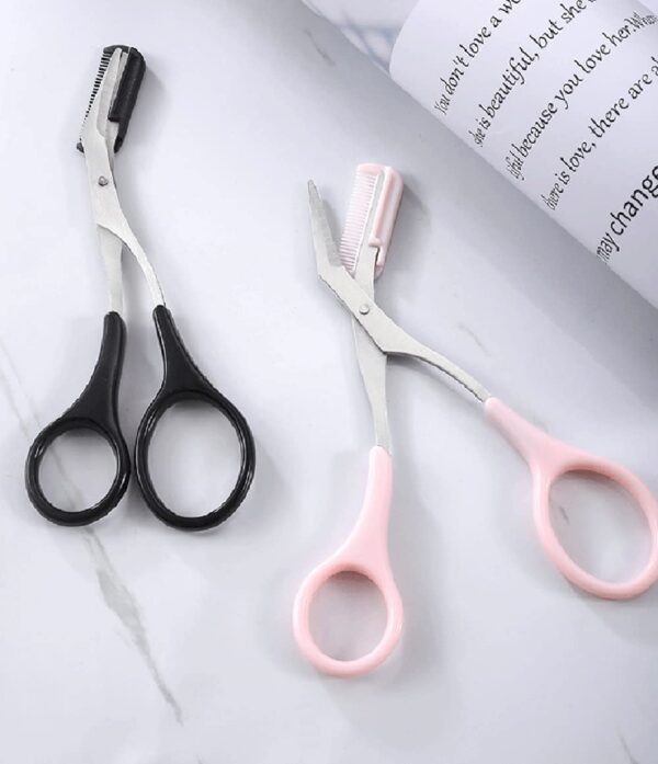 scissors eyebrow trimmer scissors comb stainless steel brow hair scissors clips shaping grooming trimmer makeup accessories(random color) - Image 17