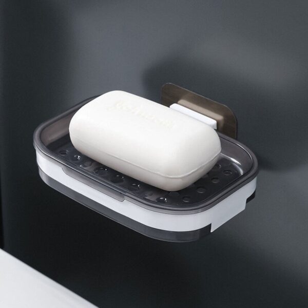 wall mounted soap holder with draining tray holder for bathroom | bar, holder rack for shower wall, kitchen, bathroom(random color)