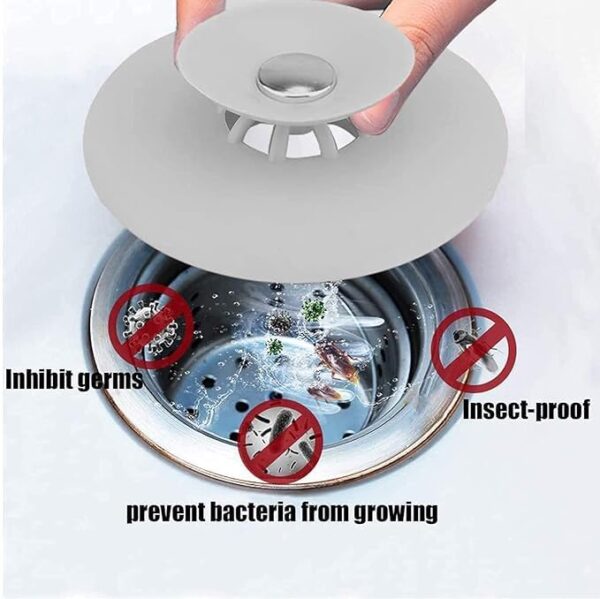 silicone sink hair strainer floor drain bathroom kitchen stopper sink strainer basin water stopper  (random color) - Image 7