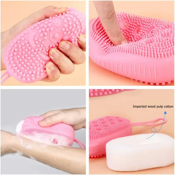 super soft silicon bubbles bath brush | body scrubber bath sponge exfoliating body brush (random color) - Image 5