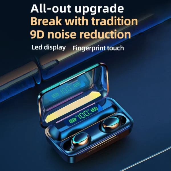 f9- tws bluetooth 5.0 rechargeable smart touch wireless earphones( black  color) - Image 10
