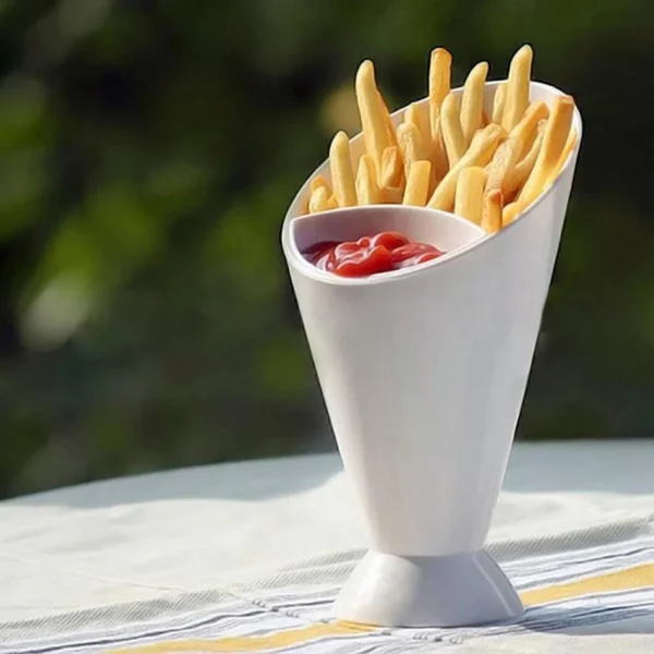 french fries cup potato fries holder with ketchup holder for sauce(random color ) - Image 3