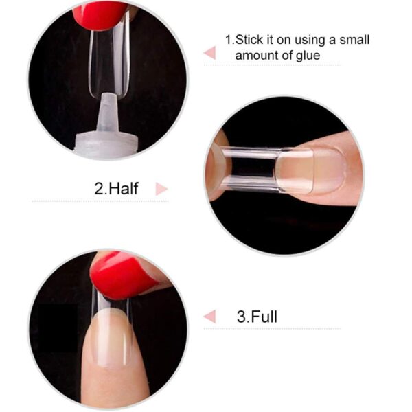 (square shape )artificial nails 100pcs with nail glue, beautiful fancy fake nails ,acrylic nails kit transparent & natural false nail - Image 5