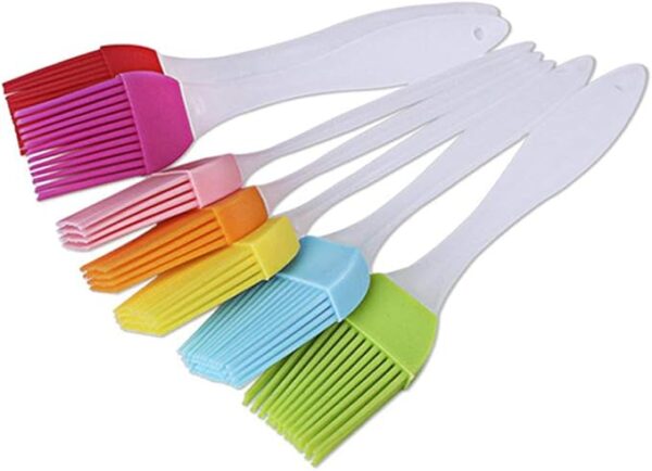 pack of 6 - silicone pastry basting bbq brush | oil butter cream spreading brush (random color) - Image 2