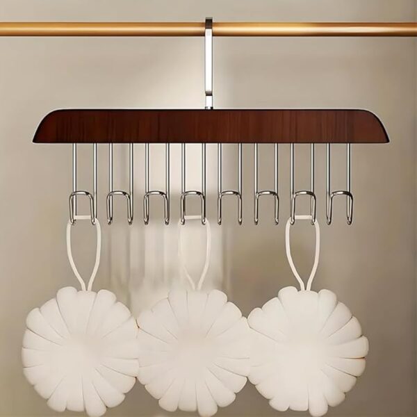 8 hooks wooden clothes hanger with tie rack belt hangers with 360°rotating - Image 5