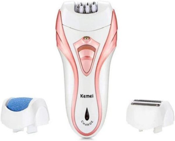 kemei 3 in 1 ( km-3010 ) rechargeable hair remover | kemei callus remover with extra lady epilator and shaving head 3 in 1 ( random color ) - Image 8