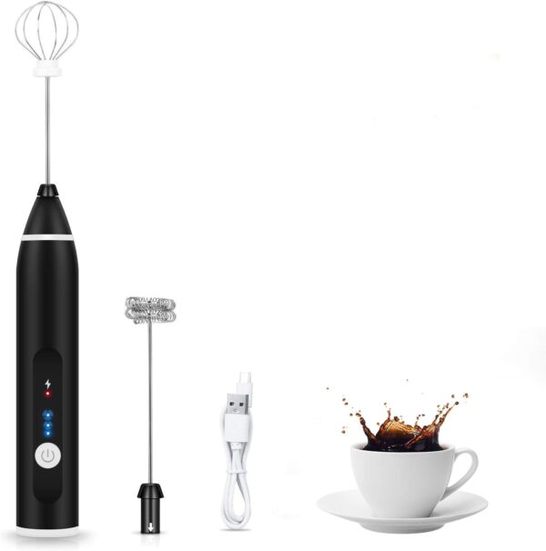 handheld electric milk frother whisk egg beater usb rechargeable coffee blender household milk shaker mixer foamer food blender (random color) - Image 2